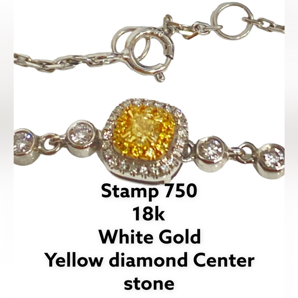 18k White Gold Bracelet/ Yellow Diamond